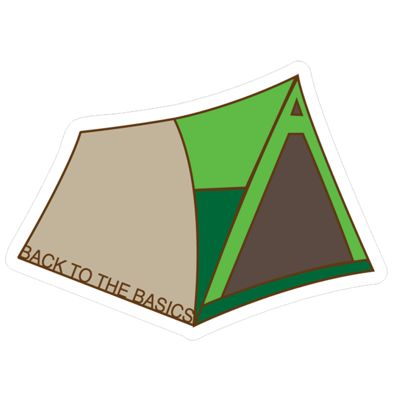 Back to the Basics Tent Sticker