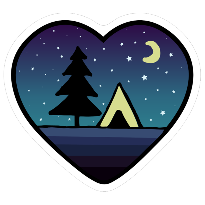 Heart Night Camping Sticker