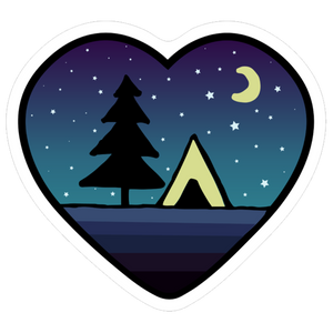 Heart Night Camping Sticker