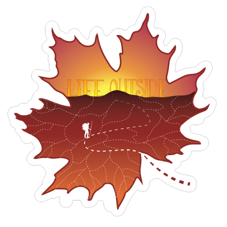 Life Outside Fall Leaf Hiking Sticker