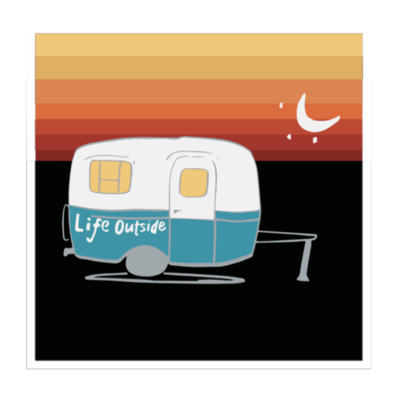 Life Outside Sunset Camper Sticker