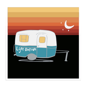 Life Outside Sunset Camper Sticker
