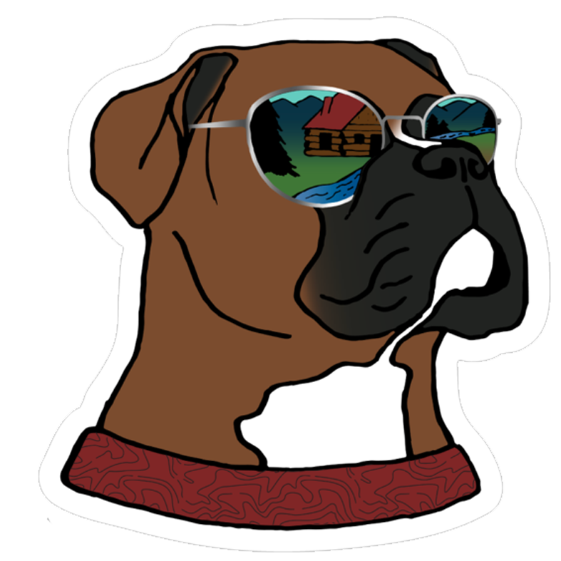 Mountain Cabin Boxer Sticker