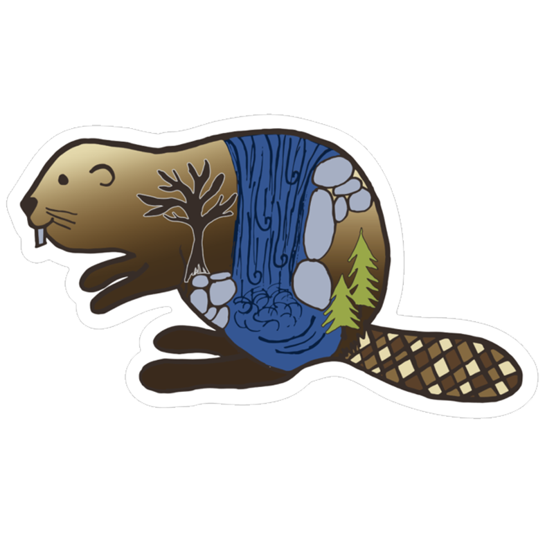 Waterfall Beaver Sticker