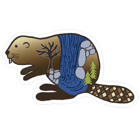 Waterfall Beaver Sticker
