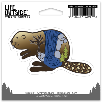 Waterfall Beaver Sticker