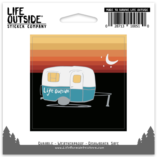 Life Outside Sunset Camper Sticker