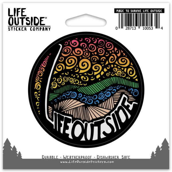 Life Outside Sunset Swirls Doodle Sticker