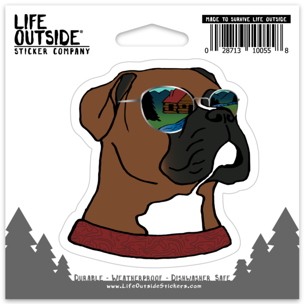 Mountain Cabin Boxer Sticker